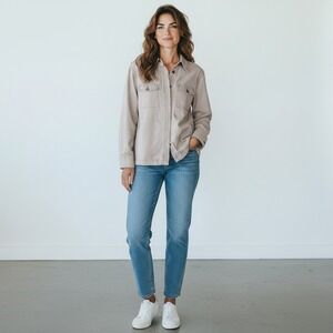 Abercrombie & Fitch Shacket Women Small Mauve Pink Utility Cotton Y2K Preppy‎